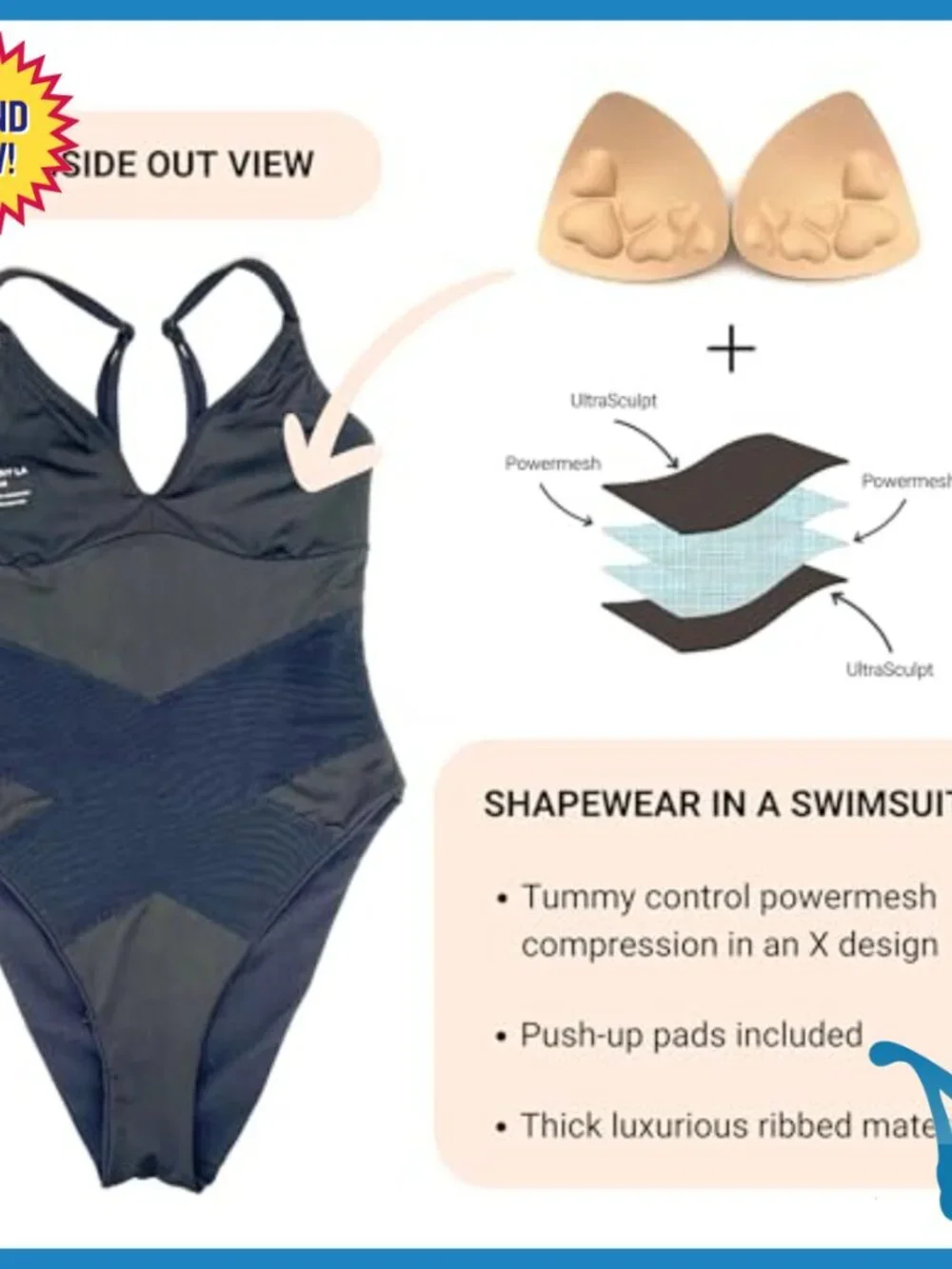 Tummy Control One Piece Swimsuit Push Up Lace Up Back Shapewear